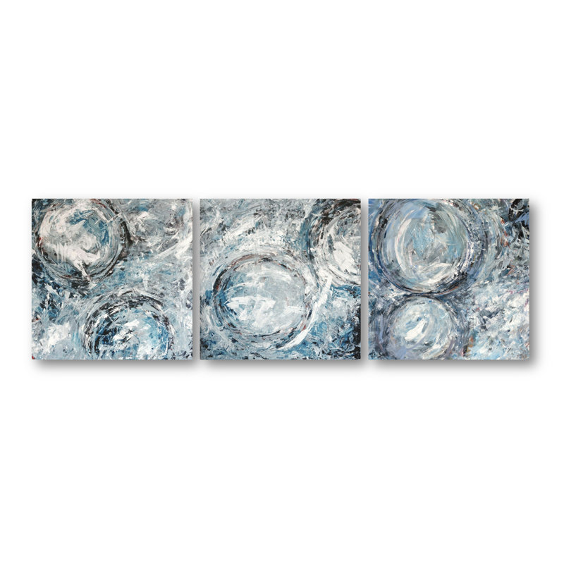 «Aqua Azul Set I» par John Beard - reproduction d'artiste sur toile, H 40 po x l 120 po x P 1,5 po