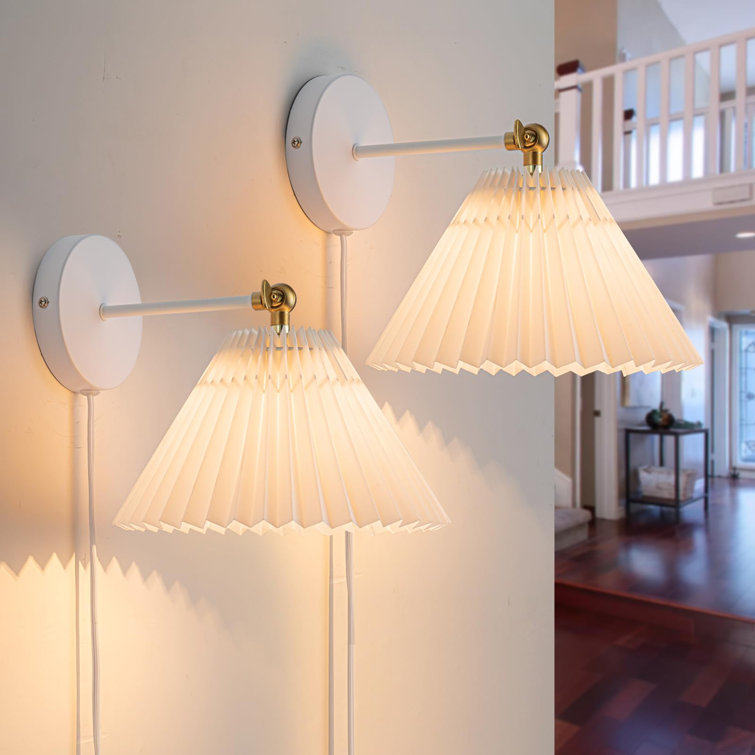 Set of 2 Plug-in Wall Sconces with On/Off Switch, Adjustable Industrial Vintage E26 Wall Lamps