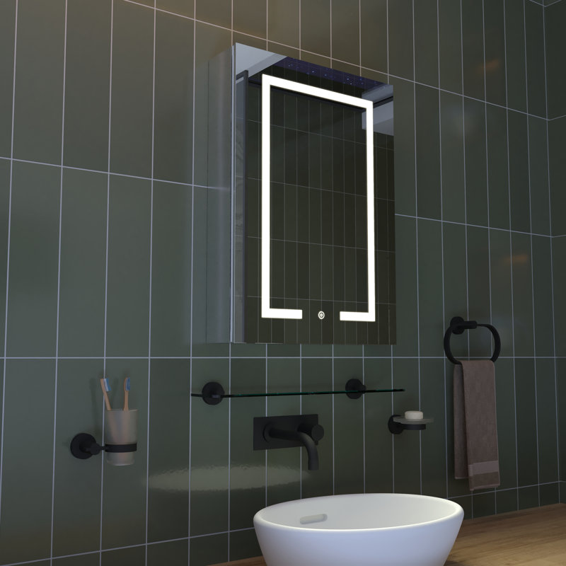 1270mm W 1778mm H Surface Frameless Medicine Cabinet Mirror 2 Adjustable