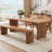 Brown Rectangular Solid Wood Dining Table-631409593