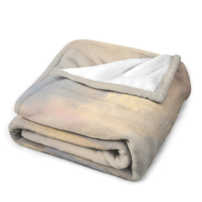 Pastel Ocean Print Luxury Flannel Throw Blanket, Soft Warm Fuzzy Blanket for Living Room Sofa Bed Home Decor