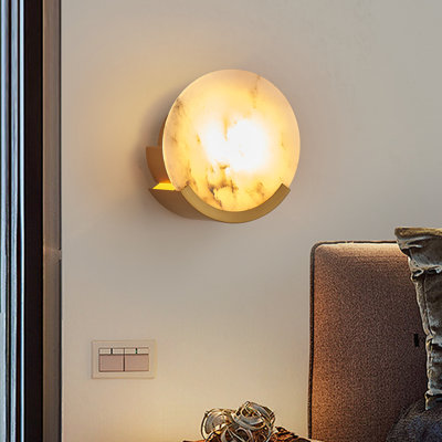 Round Wall Sconce With Natural Marble Shade