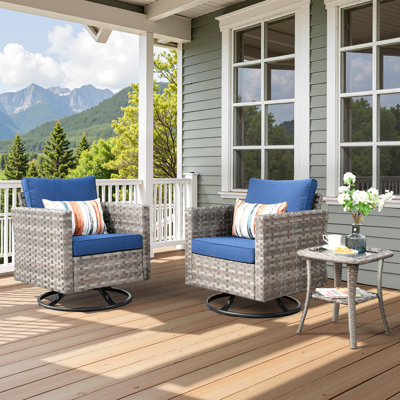 Ensemble de chaise berçante d'extérieur avec coussins 3 pièces Baili