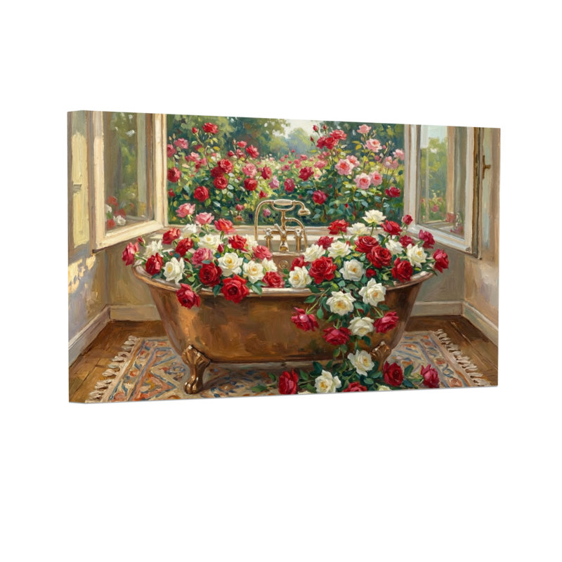 Plantes et fleurs, roses de bain romantiques, scène de jardin, H 12 po x l 18 po