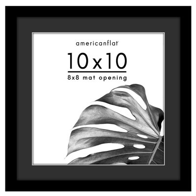 Picture Frame With Black Mat And White Trim  Engineered Wood And Shatter-Resistant Glass