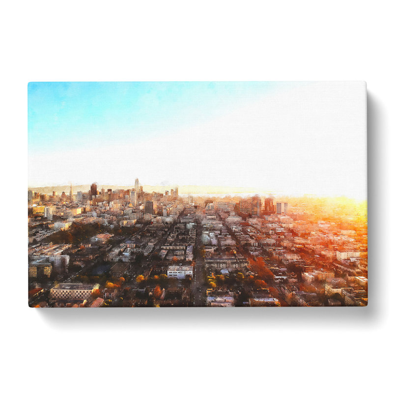 San Francisco California Skyline Painting - Wrapped Canvas Print, 40cm H x 60cm W x 4cm D