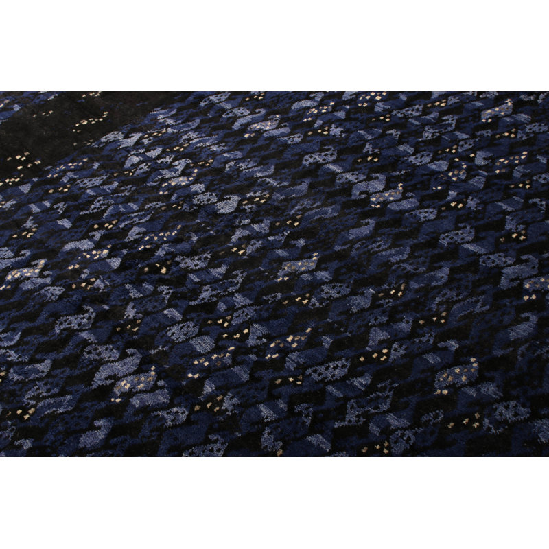 Hand Knotted Wool Geometric Area Rug, Rectangle 9' x 12'