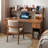 Walnut Rectangular Solid Wood Executive desk with drawers desk-167706642