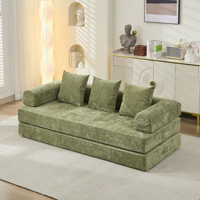 Canapé-lit convertible en chenille, Vert