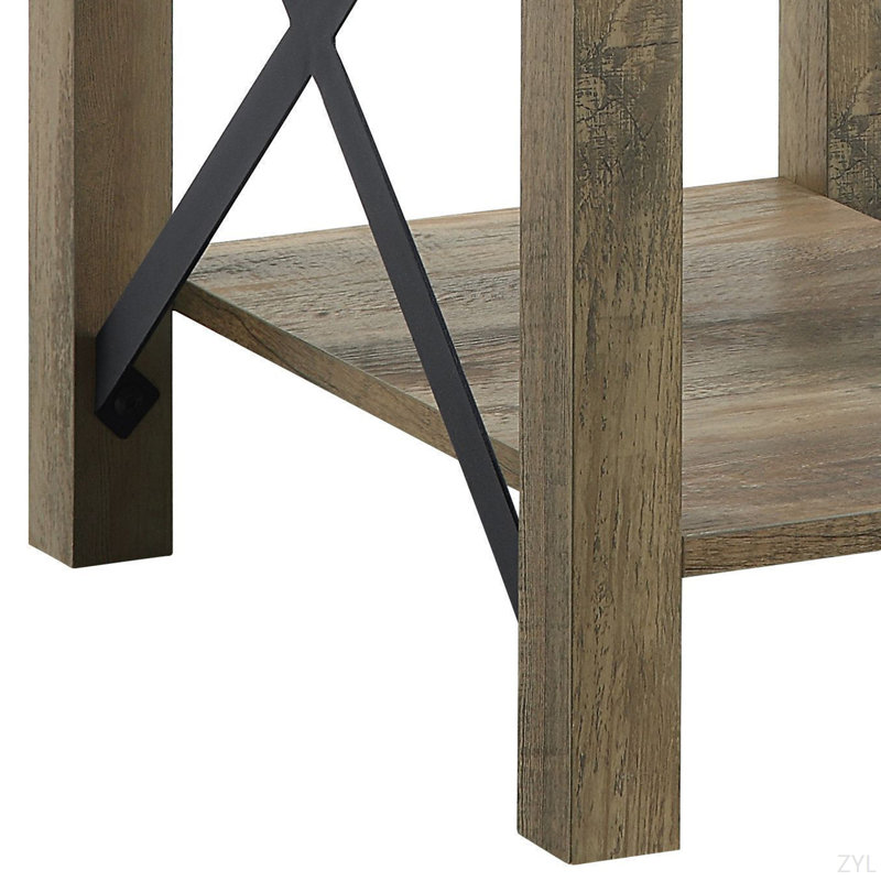 Rustic Oak Finish End Table
