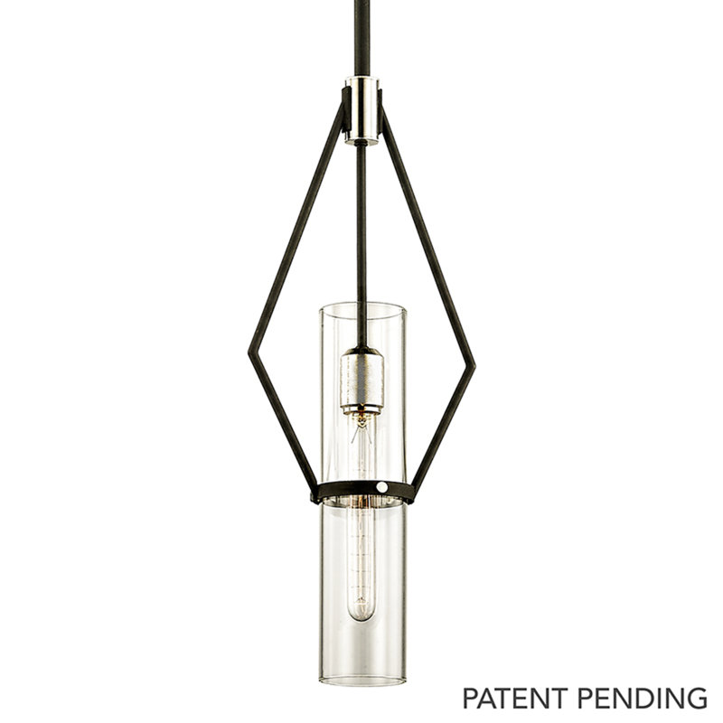 Raef 1 - Light Pendant, 73.25" H x 9.50" W x 9.50" D, Black/Silver