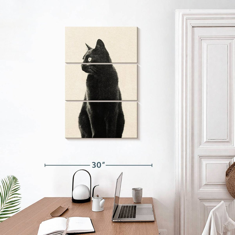Chat noir Brampt beige, H 32 po x l 20 po