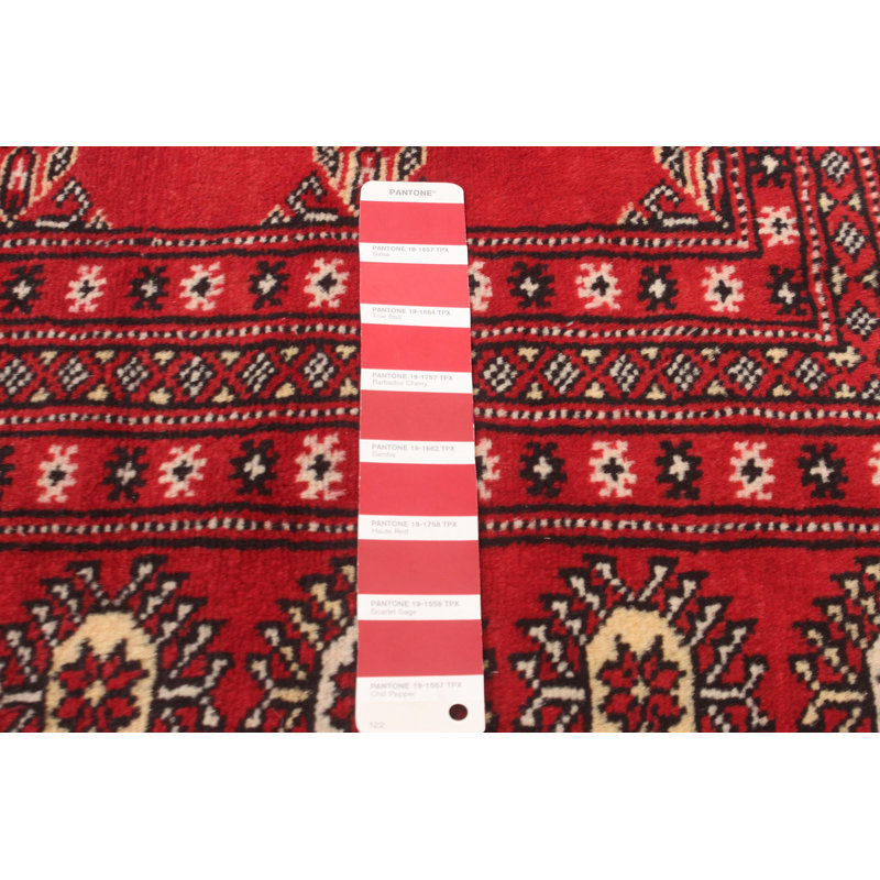 Tapis rouge foncé de 8 pi 0 po x 9 pi 8 po Malhaigh Peshawar Bokhara