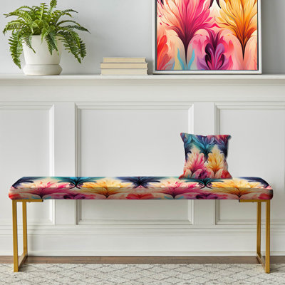Colorful Colorful Cosmic Ikat Radiance - Banc rembourré floral doré