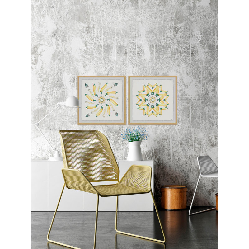 « banane burst diptych », ensemble de 2 reproductions de peintures à l’aquarelle encadrées, H 24 po x l 24 po x L 1,5 po