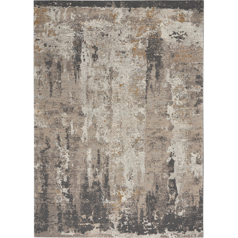 Tapis contemporain contemporain crème, Rectangle 4 pi x 6 pi