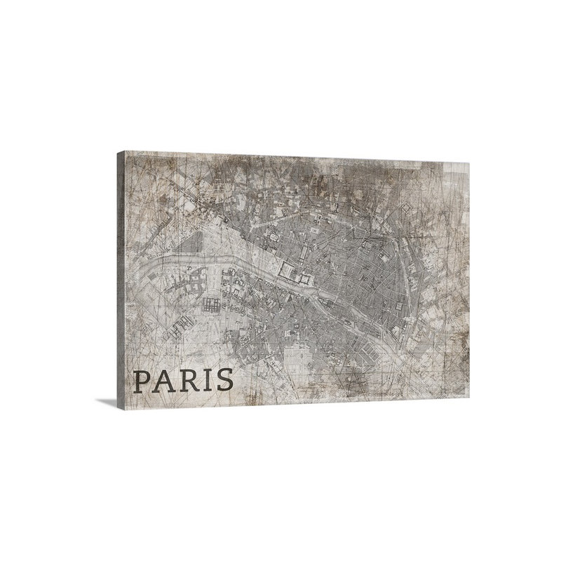 «Map Paris» par Bellinda, impression, H 20 po x l 30 po x 1,5 po, Toile