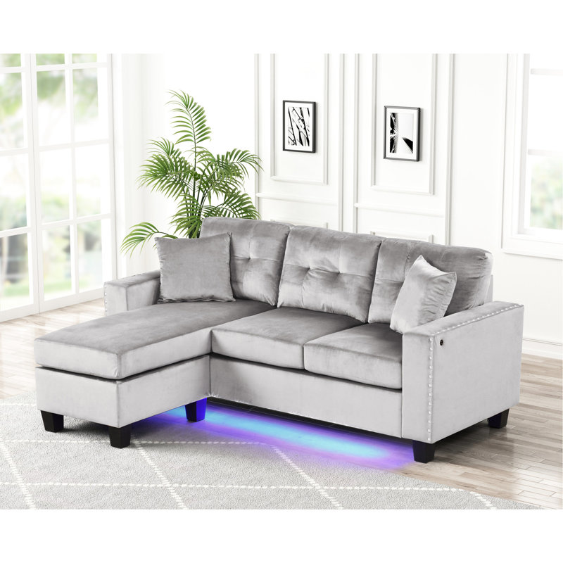Chaise longue réversible en velours gris