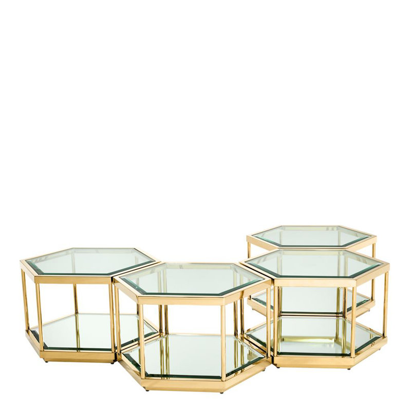 Sax Glass Top Coffee Table, Gold