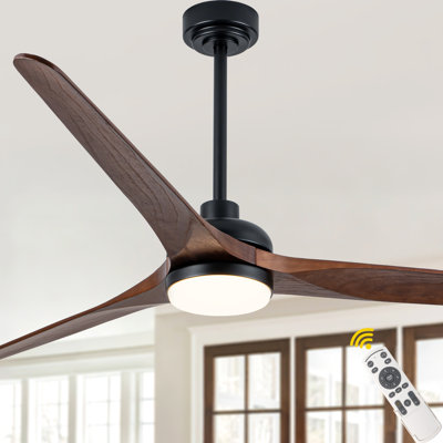 72'' Farmhouse Solid Wood Ceiling Fan with Light and Remote, 6-speed Reversible DC Motor, Dimmable LED Light, Large Modern Ceiling Fan For Living Rooms 
