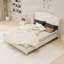 Structure de lit tapissier en velours beige de grande taille, conception stable, tête de lit pour un lit d'ambiance confortable, design bruyant - ajoute de l'élégance