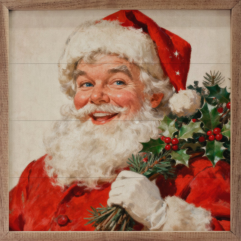 Santa Claus And Mistletoe, H 16 po x l 16 po