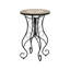 Table d'appoint d'extérieur en céramique avec motif floral charmant et cadre noir rouille colorée