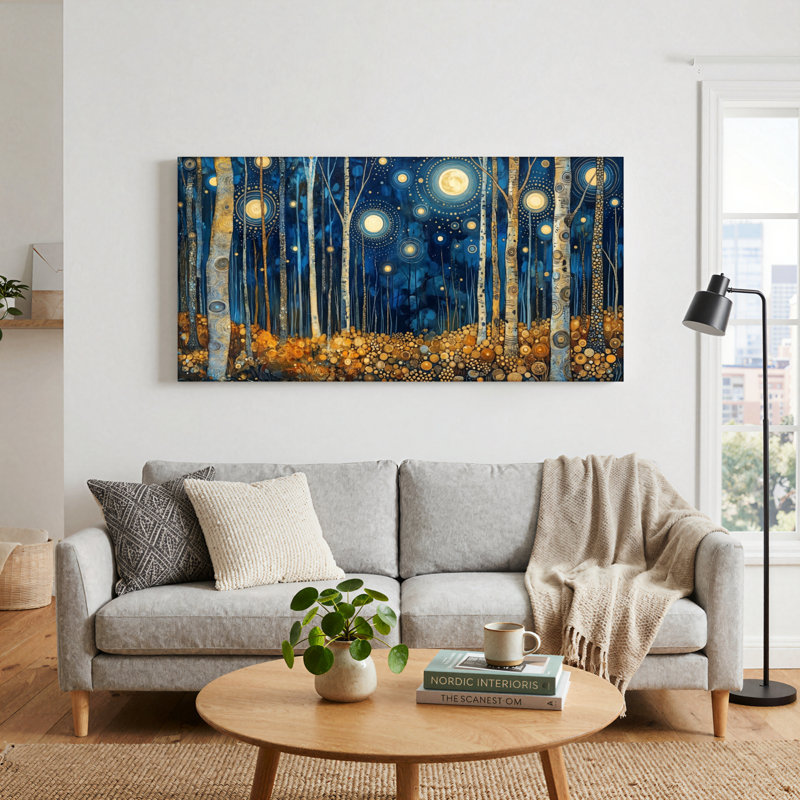 Ensemble de 1 tableau sur toile Forêt étoilée, L 40 po x H 20 po, Toile tendue