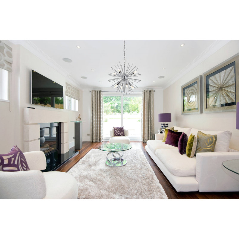 Sumler 8-Light Dimmable Sputnik Sphere Chandelier, 18" H x 20" W x 20" D, Chrome