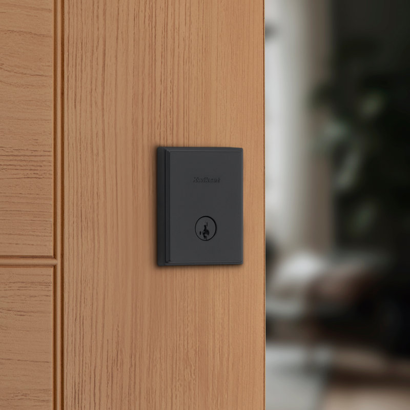 258 Crosstown Rectangle Keyed One Side Low Profile Deadbolt featuring SmartKey Security in, Matte Black