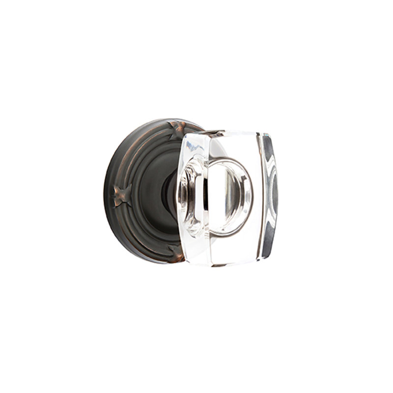 Ensemble de faux boutons Emtek avec ruban et roseau et bouton en verre Windsor, Bronze huilé