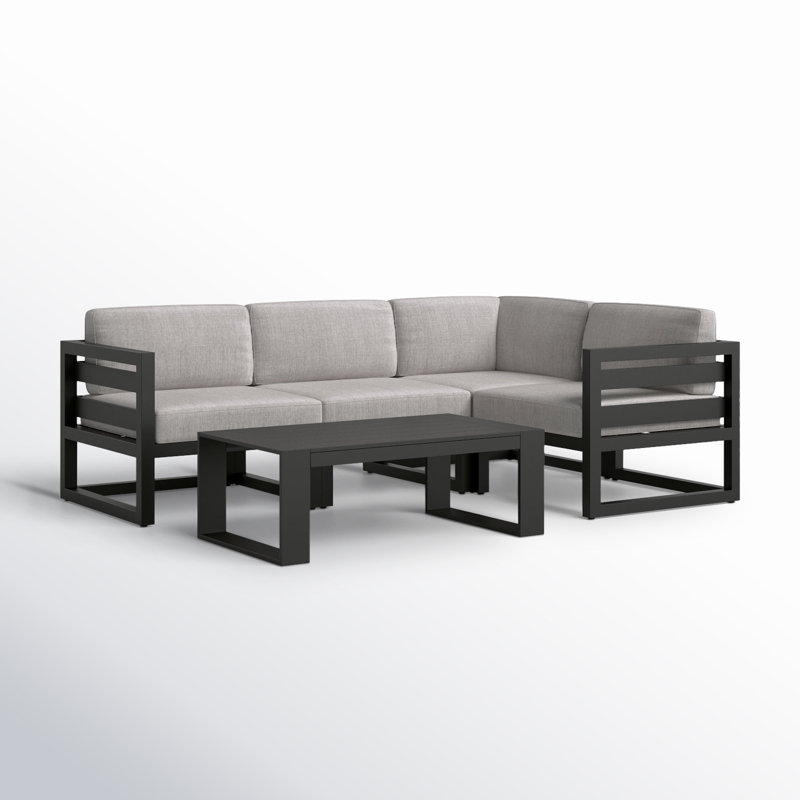 Avion Outdoor 5 - Piece Conversation Set, Cast Silver Sunbrella®, Black