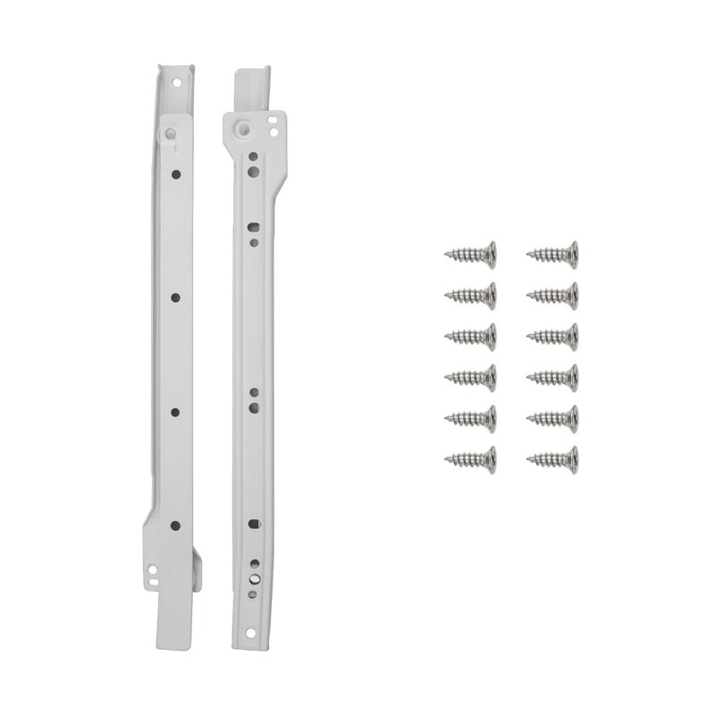 Glissières de tiroir à fermeture latérale 14 po - Extension 3/4 capacité 75 lb. Finition blanche