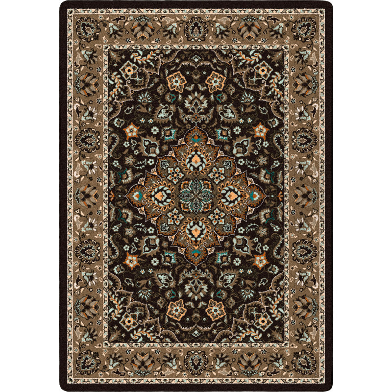 Tapis brun / noir à motif oriental Prolley, Rectangle : 2 pi 8 po x 3 pi 11 po