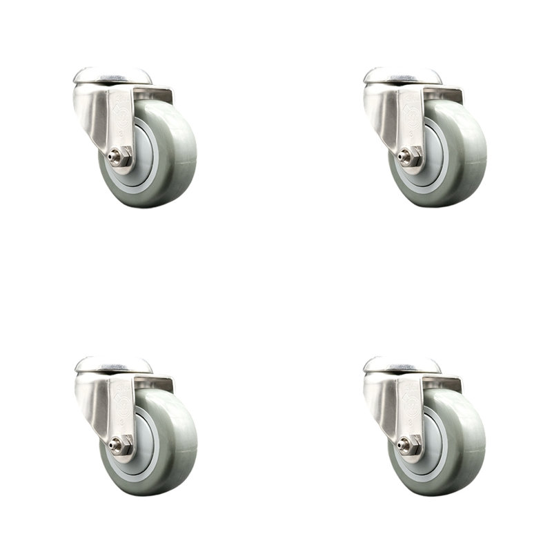 Swivel Stem Caster, Gray, 3" H x 3" W