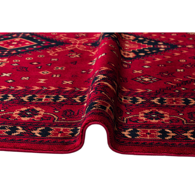 Tapis tissé à la main de qualité supérieure, 4,3 x 6,2 pieds | 100% viscose de bambou, hauteur de poils de 0,3 po | 3200 grammes par mètre carré, couleur rouge riche | Durable, facile à nettoyer, parfait pour le décor du salon et de la chambre à coucher