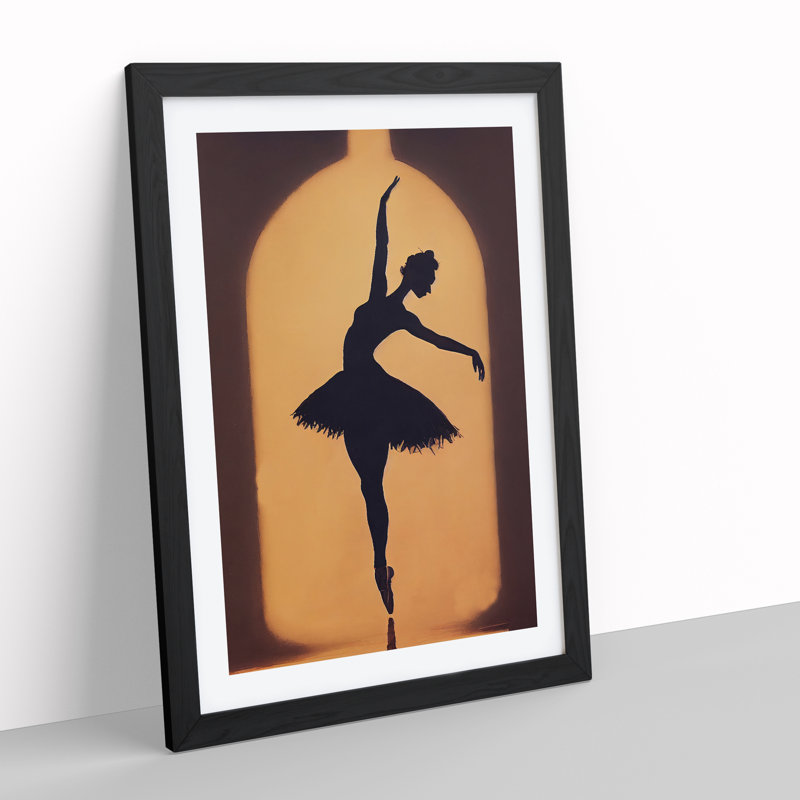 Ballerina In A Bottle - Single Picture Frame Painting, 64cm H x 46cm W x 2cm D, Black Framed