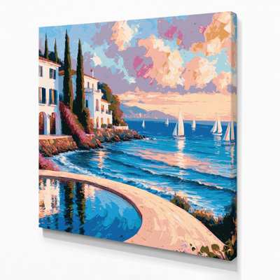 «Coastal Seaside Resort», art mural sur toile beige