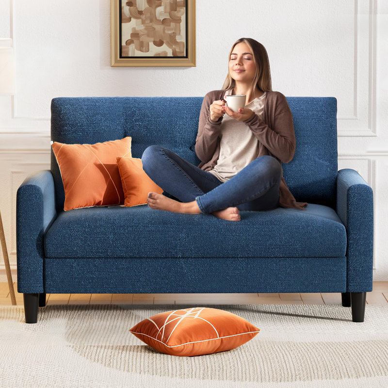 Embrace Supreme Relaxation: 50" Loveseat With Plush Cushioning, Blue