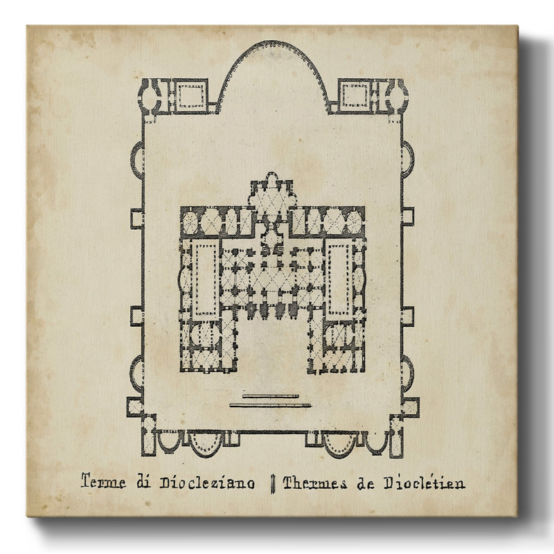 Plan pour les thermes de Dioclétien sur toile, H 40 po x l 40 po x P 1,5 po
