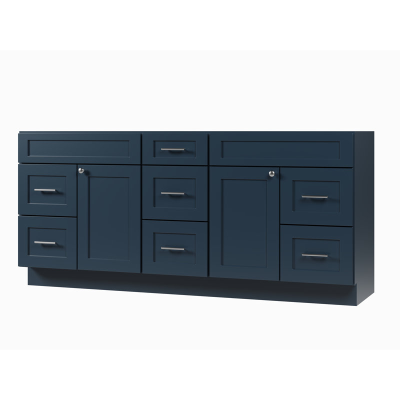 Meuble-lavabo double de seulement 75 po, Bleu