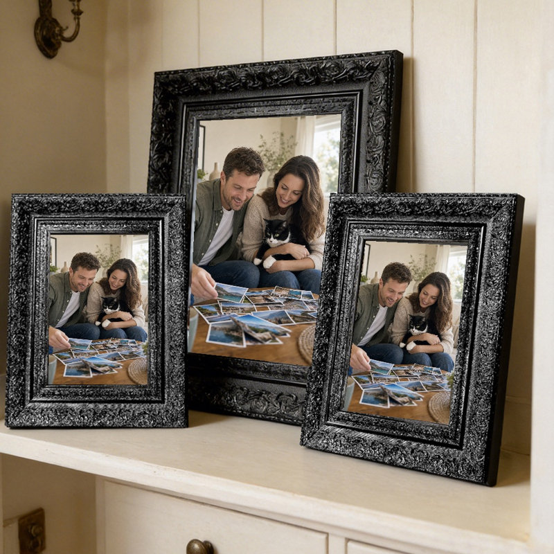 Cadre photo 3 pièces 5 "x 7" noir à mémoire de forme, Black, 3, 5" W x 7" H