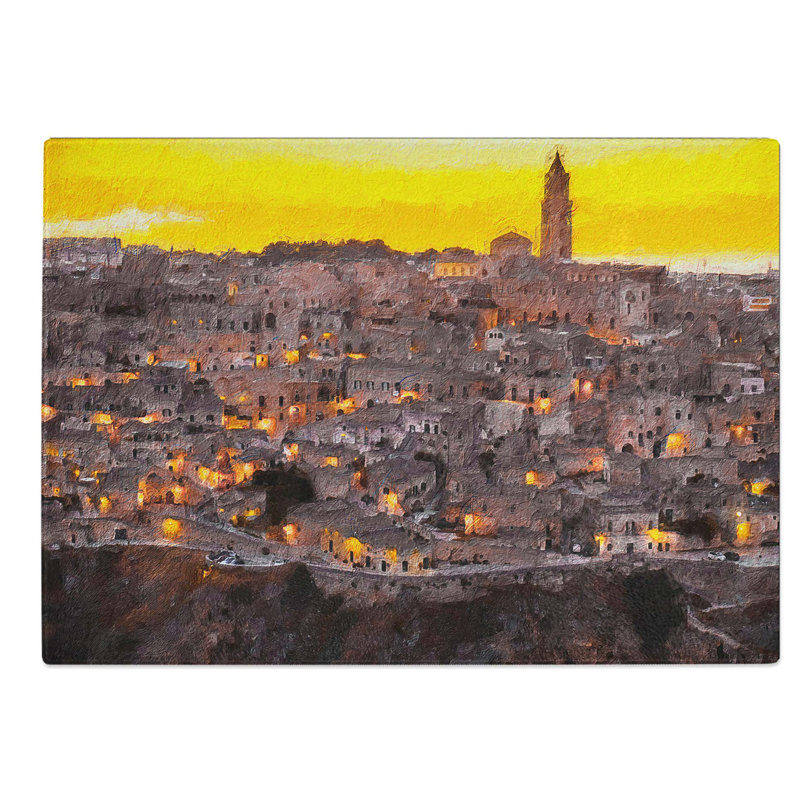 Glass Matera Italy Skyline Chopping Board, 28.5 cm W x 20 cm L
