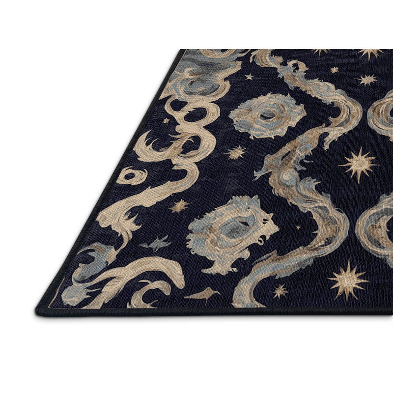 Machine Washable Gray Area Rug, Rectangle 7' x 9'