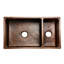 33" Hammered Copper 75/25 Double Basin Kitchen Sink