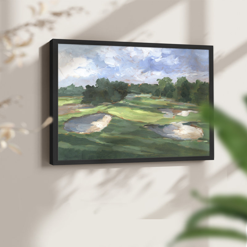 Étude de terrain de golf III - Reproduction encadrée - Restickable, H 11 po x l 14 po, Noir, noir, noir, noir