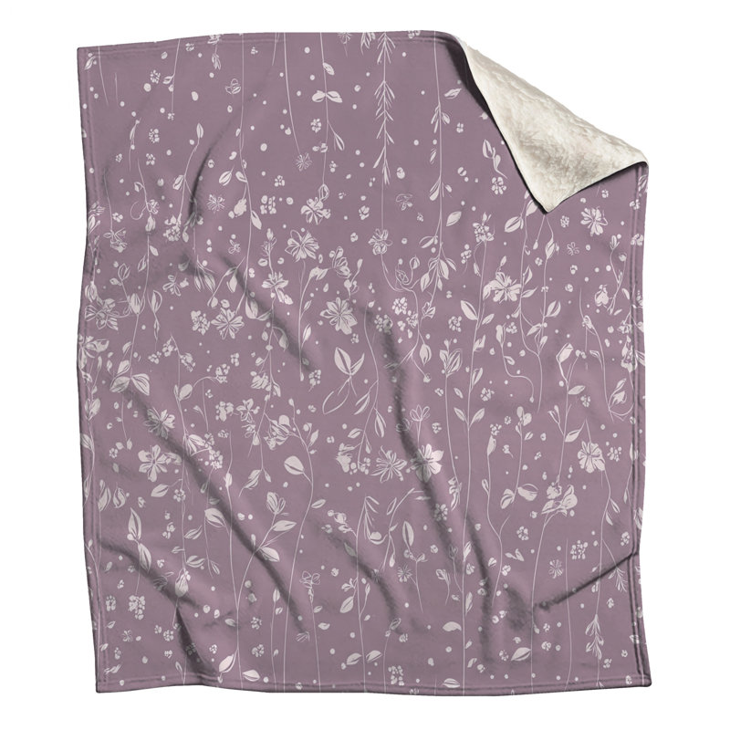 Jeté Floral, L 80 po x l 60 po, Motif floral mauve clair