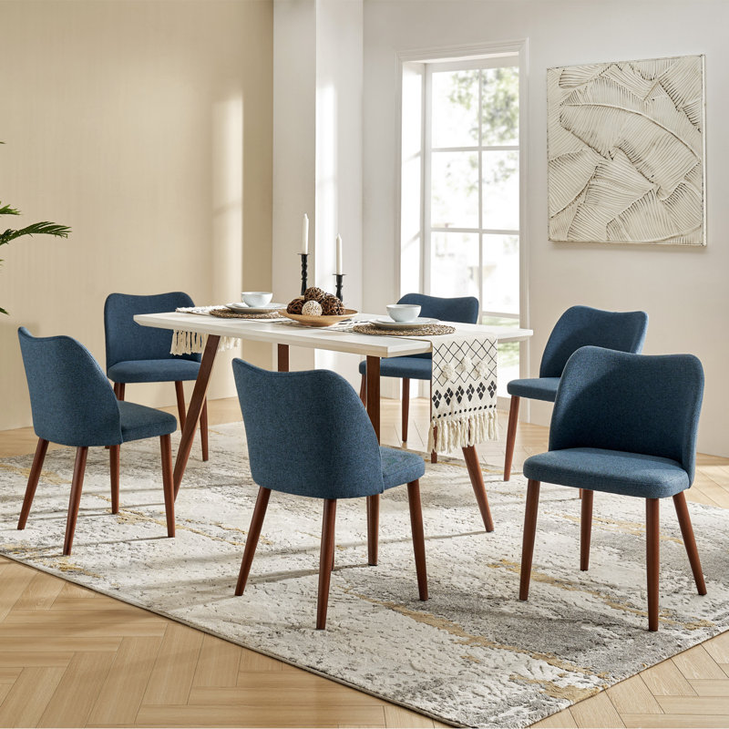 Chaise de salle à manger ergonomique Kanalu, Bleu marine