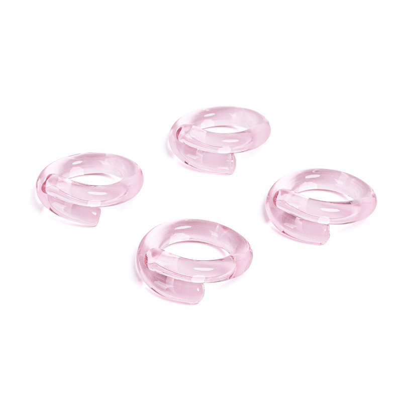 over&back Hand-Shaped Glass Napkin Rings - Decorative Dining Table Decor, Pink