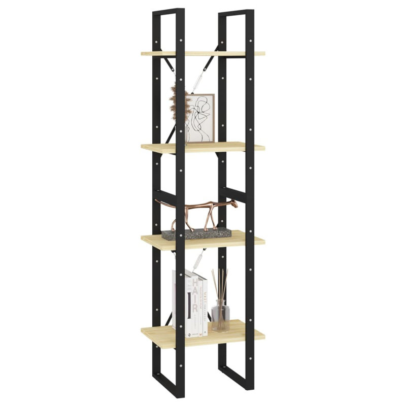Bibliothèque vidaXL Bibliothèque en bois de pin massif et métal, H 55,1 po x l 15,7 po x P 11,8 po, Marron clair